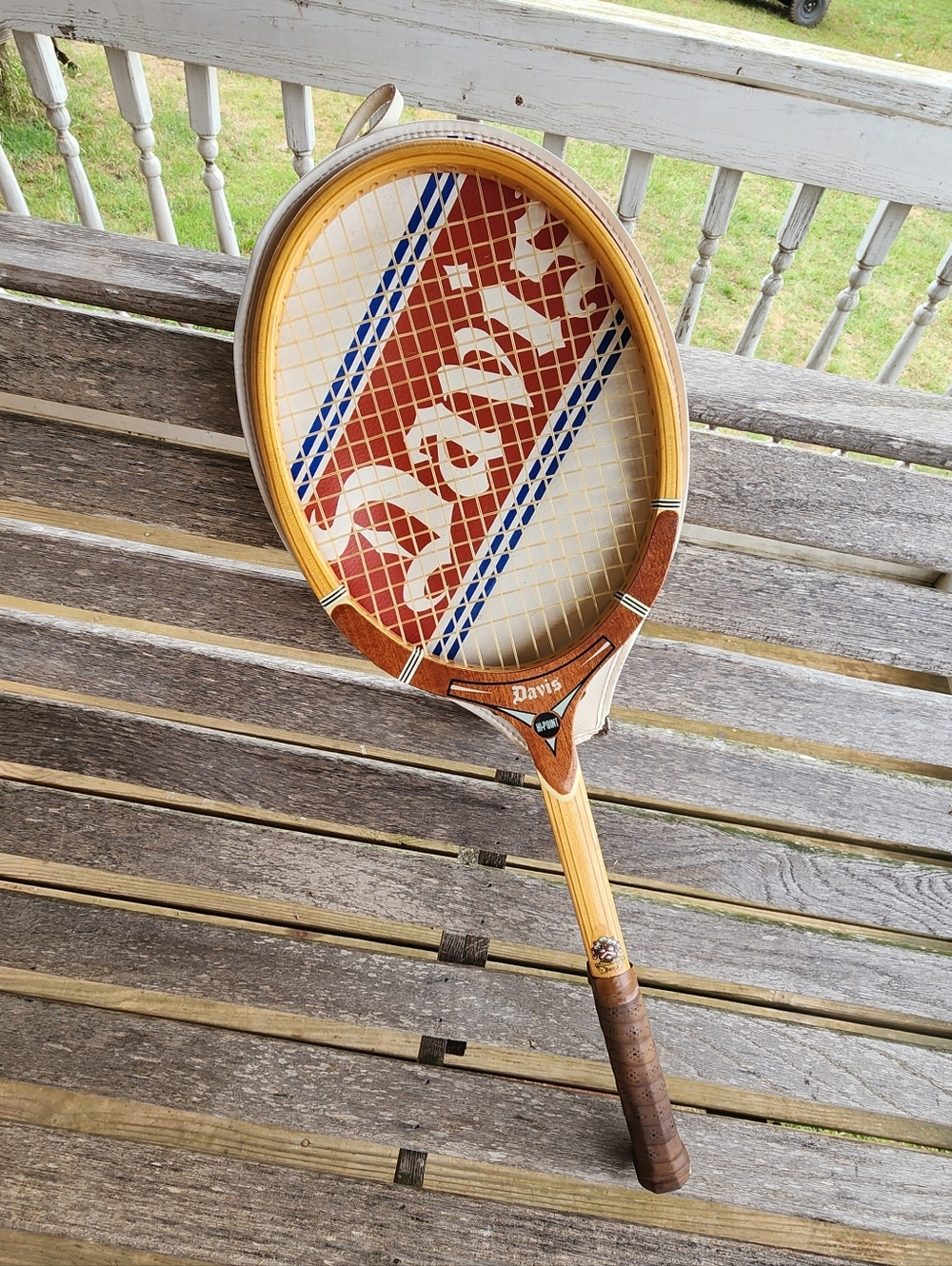 Tad Davis Hi-Point Wooden Tennis Racket  W/ Cover - Grip Sz. 4L (4 1/2")